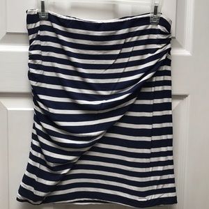 Cabi Navy & White Striped Tube Top